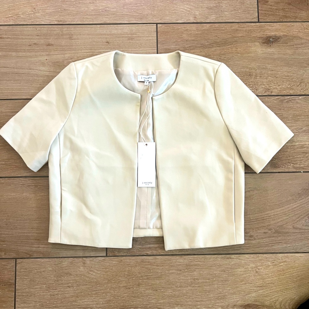 J Society NY brand, short sleeve vegan leather moto jacket